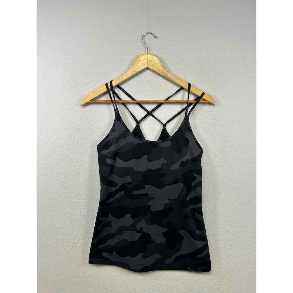 Athleisure Old Navy Active Womens Medium Black Grey Camo Strappy Powersoft Tank